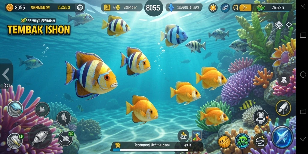Tangkapan layar gameplay Tembak Ikan yang menarik di 8055.