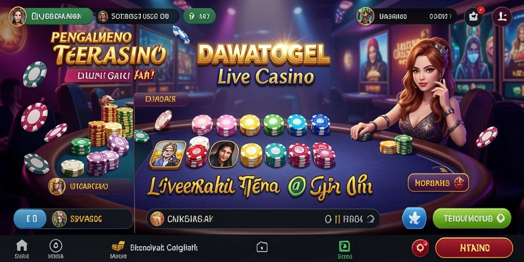 Screenshot DAWATOGEL yang menampilkan dealer langsung dalam permainan Live Casino.