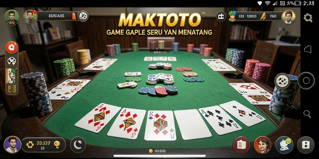 Tampilan gameplay seru dari MAKTOTO dengan kartu Gaple yang menarik.
