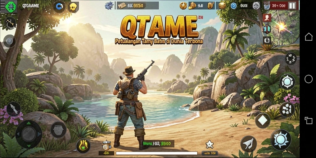 Tangkapan layar menarik dari gameplay QTGAME dalam dunia terbuka.